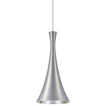 Besa Lighting - Besa Lighting Rondo, 16.85" 10W 1 LED Cord Mini Pendant with Flat Canopy - Our Rondo metal shade LED Pendant is a contemporary aluminum design, with semi-specular Alzak reflector for shielding the light source. The sleek trumpet-shaped design, along with the strong burst of focused downlight, makes this pendant ideal for task oriented applications in modern environments. The 12V cord pendant fixture is equipped with a 10' braided coaxial cord with Teflon jacket and a low profile flat monopoint canopy. These stylish and functional luminaries are offered in a beautiful brushed Bronze finish.  Canopy Included: TRUE  Canopy Diameter: 5 x 0.63< Dimable: TRUE  Color Temperature: 2  Lumens:   CRI: 85+  Rated Life: 0 HoursRondo 16.85" 10W 1 LED Cord Mini Pendant with Flat Canopy Satin Nickel *UL Approved: YES *Energy Star Qualified: n/a  *ADA Certified: n/a  *Number of Lights: Lamp: 1-*Wattage:10w LED bulb(s) *Bulb Included:Yes *Bulb Type:LED *Finish Type:Satin Nickel