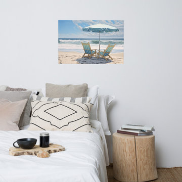A Sunny Spot for Two Illustration Coastal Wall Art Print
