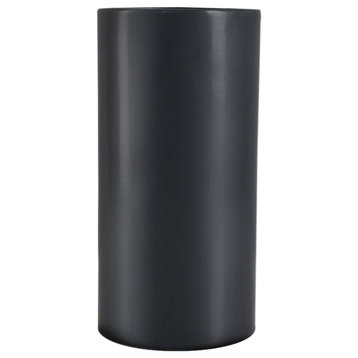 Black Ceramic Cylinder Vase, Measures 8" Tall & 4" Diameter