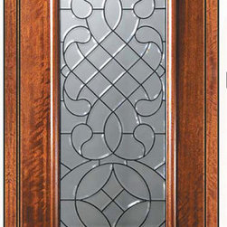 Prehung Front Single Door 96 Mahogany Savoy 1 Panel 3/4 Lite Glass - Front Doors