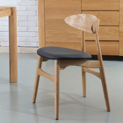 Hektor Dining Chair - Solid Oak - Black Top Grain Leather Seat - Dining Chairs