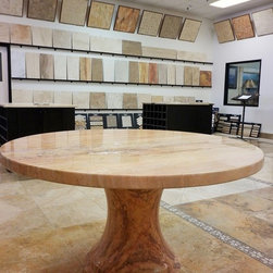 Custom Carved Marble Limestone Table - Table Tops And Bases