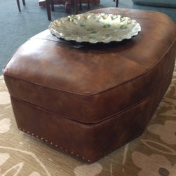 Octagon Leather Ottoman - Products