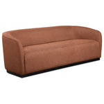 Meridian Furniture - Mylah Upholstered Sofa, Cognac - Make this Mylah polyester fabric sofa the centerpiece of a cozy reading nook in your family room or elsewhere. This handsome sofa features soft cognac polyester fabric from top to bottom for a look that wows from all angles. The neutral color blends easily with other decorative items in your space, and the black finish solid wood base adds a pretty contrast while giving the sofa an impeccably durable slant.