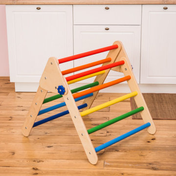 Climbing Triangle Small size Natural Wood and Rainbow