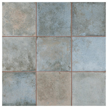 Kings Etna Encaustic Ceramic Floor and Wall Tile, Blue