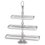 The Novogratz - Transitional Silver Aluminum Metal Tiered Server 30828 - This 3 tiered metal serving stand is a great decorative piece for coffee and side tables, the dining area, and the kitchen. This item ships in 1 carton. Please note that this item is for decorative purposes only and is not food safe. Food-safe food stand. Suitable for indoor use only. This item ships fully assembled in one piece. Made in India. This is a single silver colored cupcake stand. Transitional style.
