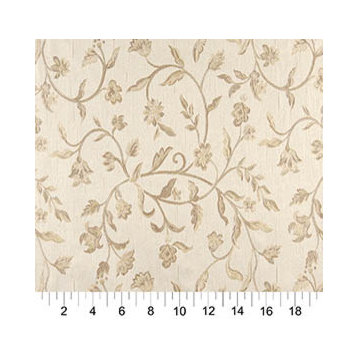 Ivory Embroidered Floral Brocade Upholstery Fabric By The Yard