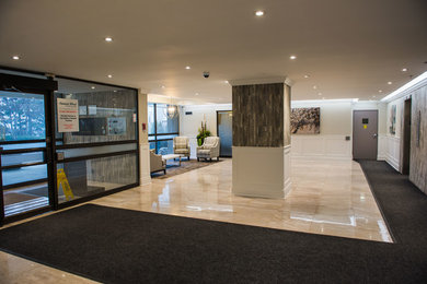 Hallway - transitional hallway idea in Toronto
