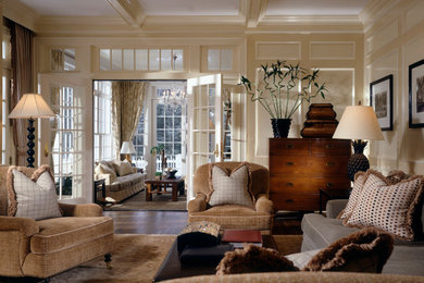 Trendy living room photo in New York