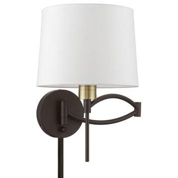 1 Light Bronze With Antique Brass Accent Swing Arm Lamp