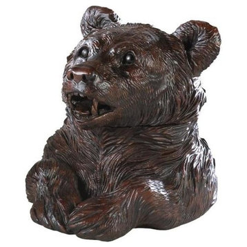Box MOUNTAIN Lodge Bear Head Hinged Lid Chocolate Brown Resin