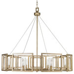 Golden Lighting - Golden Lighting 6068-8 WG Marco - 8 Light Chandelier - Clean geometry is the focus of the contemporary design  A soft, White Gold finish heightens the light airy look of the collection  Clear glass cylinders encase steel candles and candelabra bulbs  A chandelier creates a stylish focal point  Graciously sized for taller dining and living areas  Canopy Included: TRUE  Shade Included: TRUE  Canopy Diameter: 5 x 1