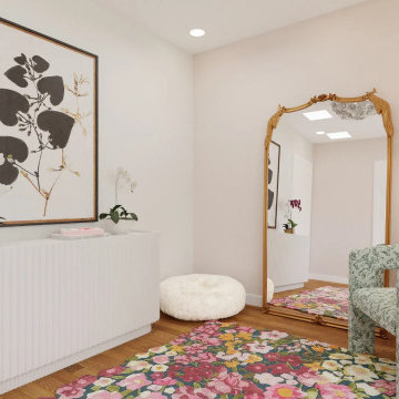 Glam Eclectic Office with Floral Rug