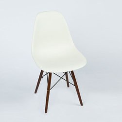 Walnut Slope Chair in Cream - Dining Chairs