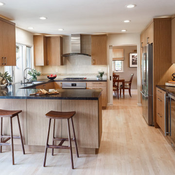 Pleasant Hill Open Plan Transitional Kitchen with Faux Wood Cabinets