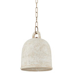 Troy-Standard - 1-Light Pendant, Patina Brass - Relic is the epitome of earthy sophistication. The White Ceramic bell-shaped pendant is highly textured, creating a modern form with a rustic feel. The shade fills with a warm light and the curved handle at the top is both functional and beautiful. Gorgeous styled alone or in multiples. Part of our Lauren Liess collection.