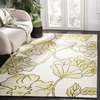 Elegant Area Rug, Handmade Floral Watercolor Premium Wool, Ivory/Light Green