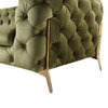 3 Piece Sofa Set, Gold Luxe Hollywood Regency Sofa Set, Tufted Fabric, Green
