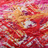 DaDa Bedding Hawaiian Reversible Multi Pink Orange Quilt Coverlet Bedspread Set,