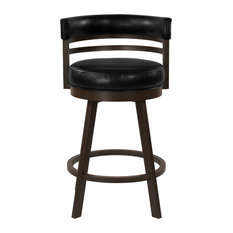 Taylor Gray Home - Venice Swivel Barstool, Cantina Black Faux Leather and Capuccino Finish, 26" - Bar Stools and Counter Stools