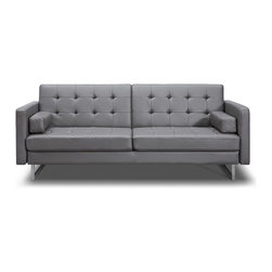 Giovanni Sofa Bed in Gray Leather - Sleeper Sofas