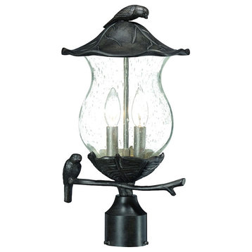 Acclaim Lighting Avian 2 Light Post Mount, Black Coral/Clear Seeded
