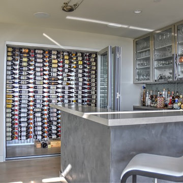 Cardiff, San Elijo - San Diego Custom Wine Cellar Glass Front with adjacent Bar