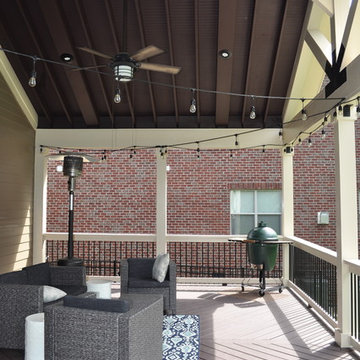 Custom open gable porch with exposed ceiling