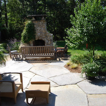 Large slab goshen patio and outdoor fireplace