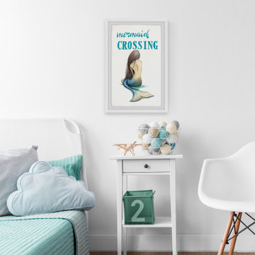"Mermaid Crossing III" Framed Painting Print