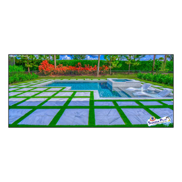 (Dunn) NAPLES, FL Superior Pools Custom Turf & Travertine Deck Pool & Spa.