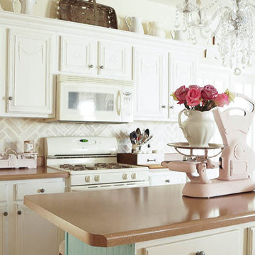 Herringbone Brick Stenciled Kitchen Backsplash