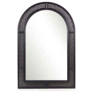Rattan-Style Arched Wall-Mounted Mirror, 24"x36"