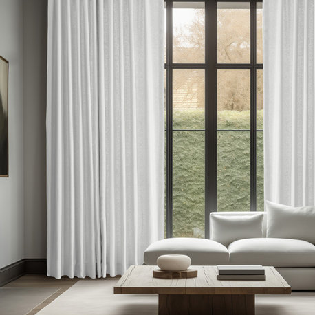 French Linen Curtain Single Panel, Crisp White, 50"x108"