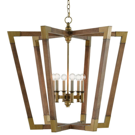 Bastian 6 Light Chandelier, Chestnut and Brass