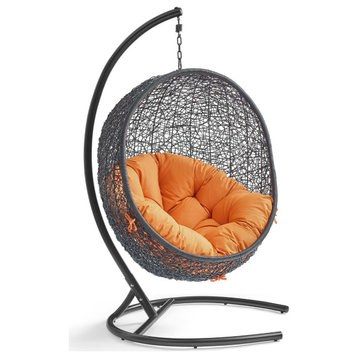 Encase Swing Outdoor Wicker Rattan Lounge Chair, Orange
