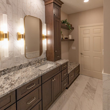 Leawood, Kansas Marble Wrapped Primary Bathroom Remodel