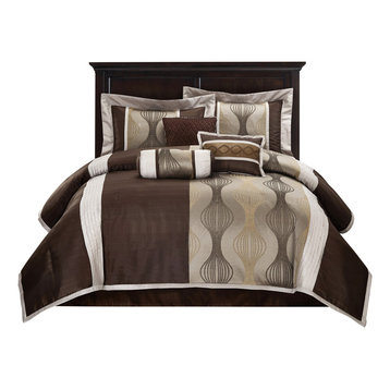 Kath 7-Piece Comforter Set, Brown, King