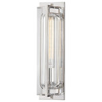 Hudson Valley Lighting - Hawkins 1-Light Wall Sconce, Polished Nickel - Very sophisticated and intricately designed, Hawkins features a thick piece of high-quality crystal scooped out and faceted on the inside to make room for a tubular glass shade, metal socket and incandescent tube Bulbs (Not Included). A metal arm attaches the crystal to the rectangular backplate. Available in Aged Brass, Polished Nickel and Black Brass.Sophisticated and intricately designed