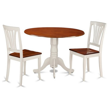 3-Piece Round Table Set-Dining Table and 2 Kitchen Chairs, Buttermilk, Cherry