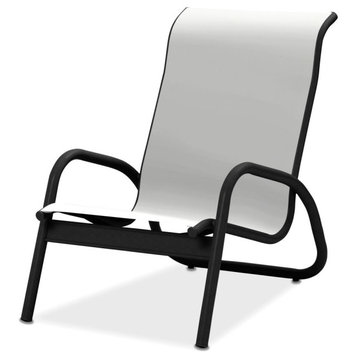 Gardenella Sling Stacking Poolside Chair, Textured Black, White