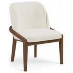Meridian Furniture - Navo Upholstered Dining Chair, Cream, Vegan Leather, Walnut Finish - Indulge in the allure of the Cream Navo Dining Chair by Meridian Furniture. Its captivating design and luxurious Cream elevate any space with effortless elegance. Crafted with precision and durability in mind, this stunning piece becomes the focal point of gatherings, fostering moments of connection and warmth. Embrace sophistication and style with the Navo Dining Chair, a testament to exquisite taste and timeless beauty.