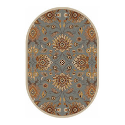 Caesar Sky Blue/Taupe Oval Area Rug - Area Rugs