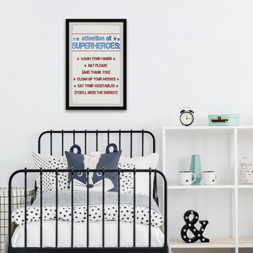 "Superhero House Rules" Framed Painting Print