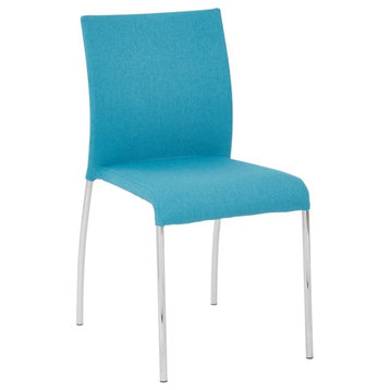 Conway Stacking Chair in Aqua Blue Fabric 2 Pack