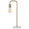 Axel 20.5" Gold Pipe Metal and Marble LED Table Lamp, Brass Gold