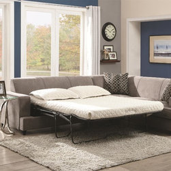 Coaster 500727 Tess Grey Sectional Sofa with Sleeper - Living Room Furniture Sets