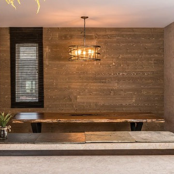 Woodbox Factory Sienna Peel and Stick Wood Wall Covering - Dinning Room Wall