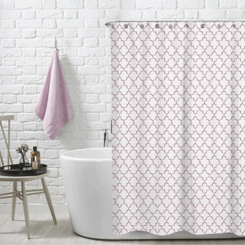 Delara Water Repellent Printed Organic Cotton Shower Curtain 72"X72", Purple